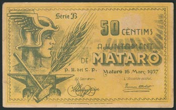MATARO (BARCELONA). 50 Céntimos. ... 