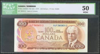 CANADA. 100 Dollars. 1975. (Pick: ... 