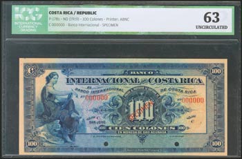 COSTA RICA. 100 Colones. 1919. ... 