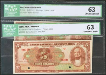 COSTA RICA. Set of 2 banknotes of ... 