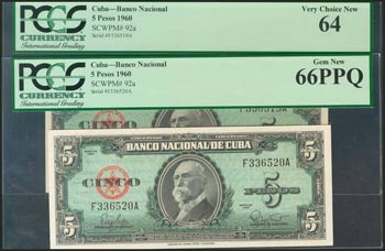 CUBA. Set of 2 banknotes of 5 ... 