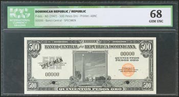 DOMINICAN REPUBLIC. 500 Pesos Oro. ... 