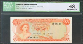 BAHAMAS. 5 Dollars. 1968. (Pick: ... 