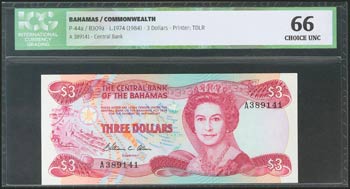 BAHAMAS. 3 Dollars. 1974. (Pick: ... 