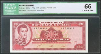 HAITI. 500 Gourdes. 1993. (Pick: ... 