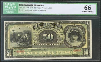 MEXICO. BANCO DE SONORA. 50 Pesos. ... 