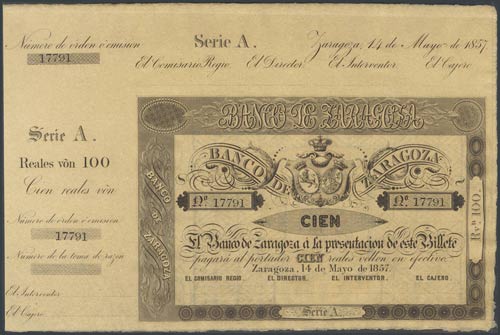 100 Reais. May 14, 1857. Bank of ... 