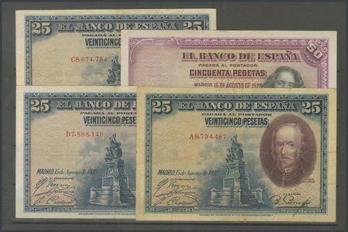 Conjunto de 4 billetes del Banco ... 