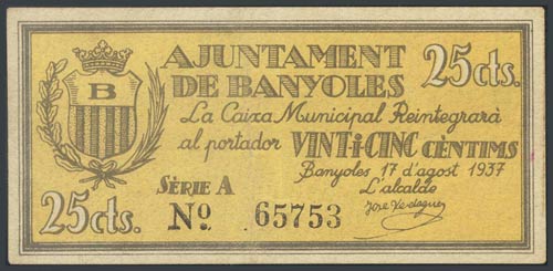 BANYOLES (GERONA). 25 Céntimos. ... 
