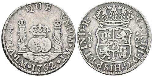CARLOS III. 2 Reales. 1762. Lima ... 