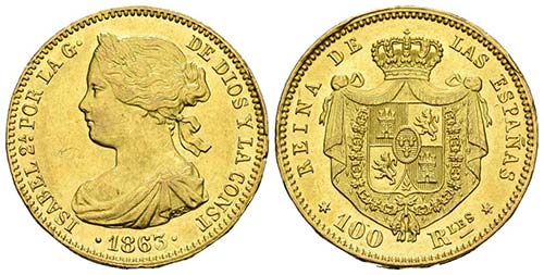 ISABEL II. 100 Reales. 1863. ... 