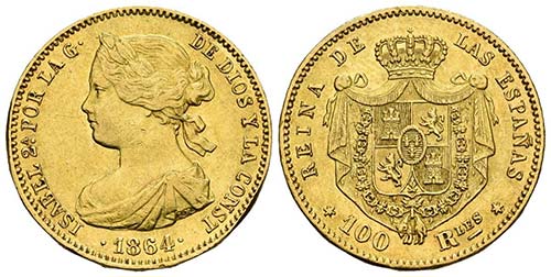 ISABEL II. 100 Reales. 1864. ... 