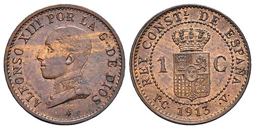 ALFONSO XIII. 1 Céntimo. 1913 *3. ... 