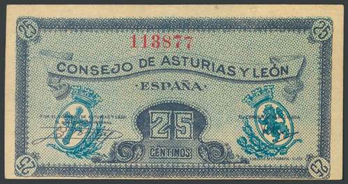 25 Céntimos. 1937. Asturias y ... 