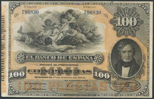 100 Pesetas. January 1, 1884. ... 