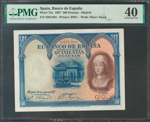 500 pesetas. July 24, 1927. No ... 