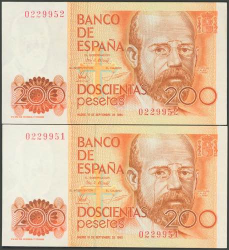 200 pesetas. September 16, 1980. ... 