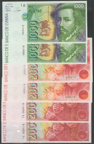 Complete series of 5 banknotes of ... 