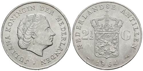 NETHERLANDS ANTILLES. 2 1/2 Gulden ... 