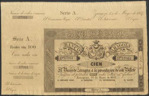 100 Reales. May 14, 1857. Bank of ... 
