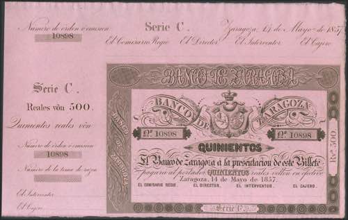500 Reales. May 14, 1857. Bank of ... 