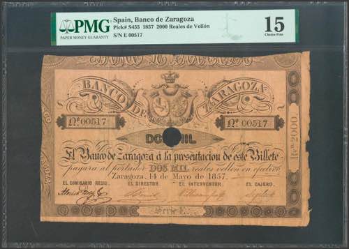 2000 Reales. May 14, 1857. Bank of ... 