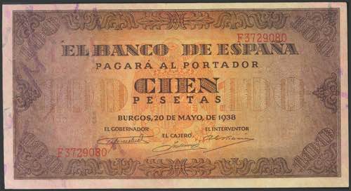 100 Pesetas. 20 de Mayo de 1938. ... 