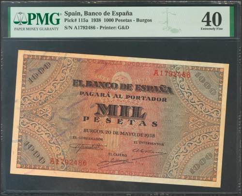 1000 Pesetas. May 20, 1938. Series ... 