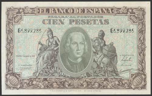 100 pesetas. January 9, 1940. ... 