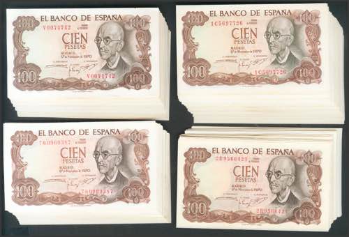 Set of 196 100 Pesetas banknotes ... 