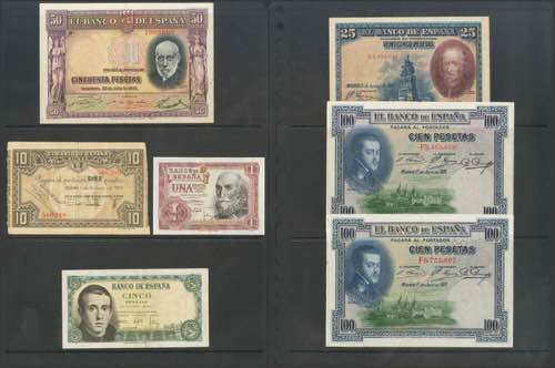 Set of 7 Spanish Bank notes, of ... 