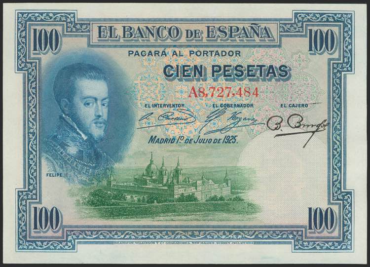 100 pesetas. July 1, 1925. Series ... 