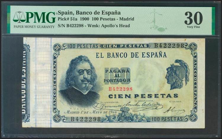100 pesetas. May 1, 1900. Series ... 