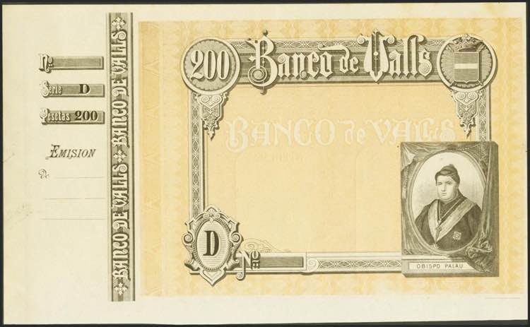 200 Pesetas. (1892ca). Bank of ... 