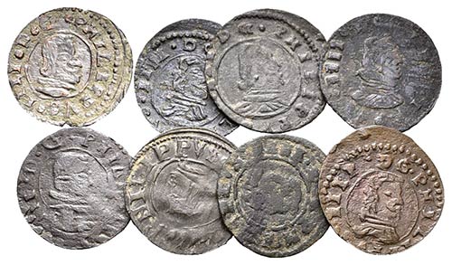 FELIPE IV. Conjunto de 8 monedas ... 