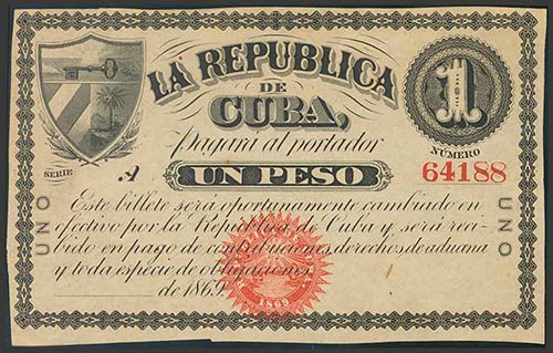 CUBA. 1 Peso. 1869. Banco de la ... 