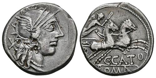 C. PORCIUS CATO. Denario. 123 a.C. ... 