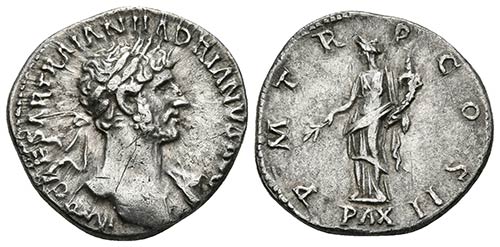 ADRIANO. Denario. 118 d.C. Roma. ... 