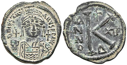 JUSTINIANO I. 1/2 Nummus. 538-539 ... 