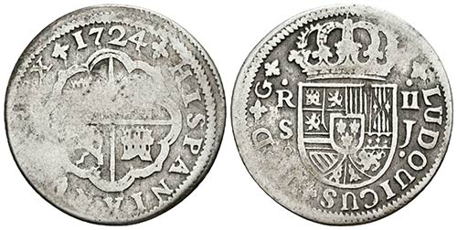 LUIS I. 2 Reales. 1724. Sevilla J. ... 