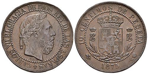 CARLOS VII. 10 Céntimos. 1875. ... 
