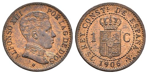 ALFONSO XIII. 1 Céntimo. 1906 *6. ... 