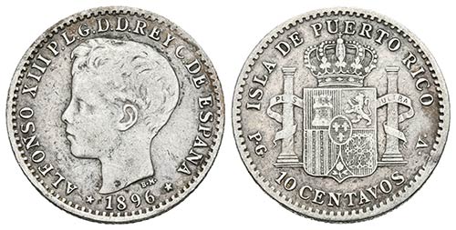 ALFONSO XIII. 10 Centavos. 1896. ... 