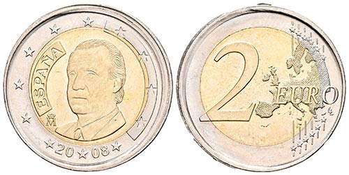 JUAN CARLOS I. 2 Euros. 2008. ... 