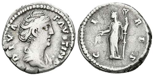 DIVA FAUSTINA I. Denario. 141 d.C. ... 
