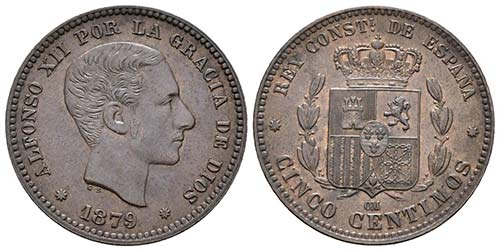 ALFONSO XII. 5 Céntimos. 1879. ... 