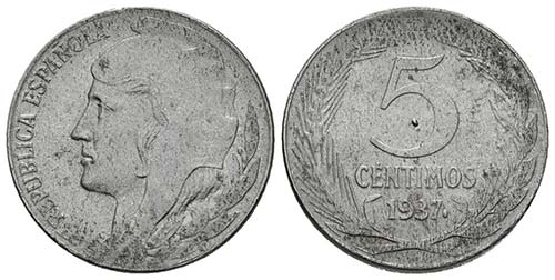 II REPUBLICA. 5 Céntimos. 1937. ... 