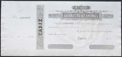 500 Reales de Vellón. (1870ca). ... 