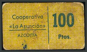 AZCOITIA (GUIPUZCOA). Postguerra. 100 ... 