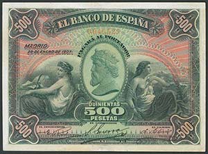 500 Pesetas. 28 de Enero de 1907. ... 